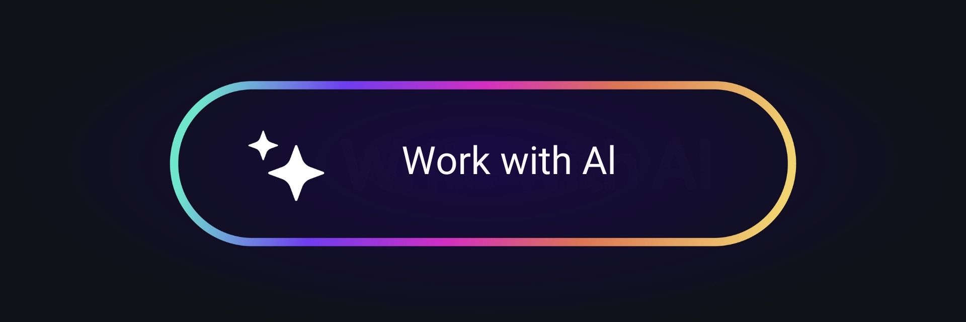 Colourful gradient circle with text Work with AI